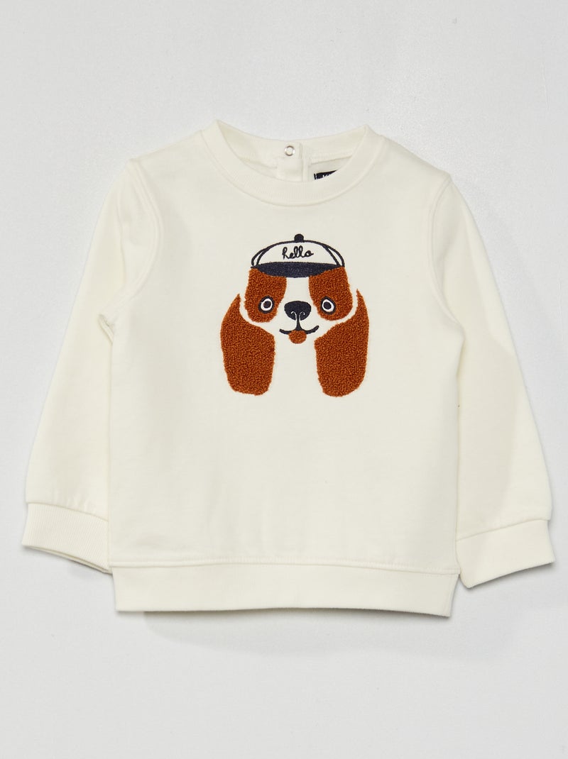 Sudadera de felpa estampada de punto de rizo BLANCO - Kiabi