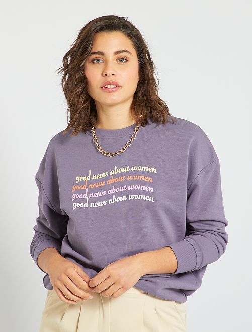 Sudadera de felpa estampada 'Día de la Mujer' - PURPURA - Kiabi - 12.00€