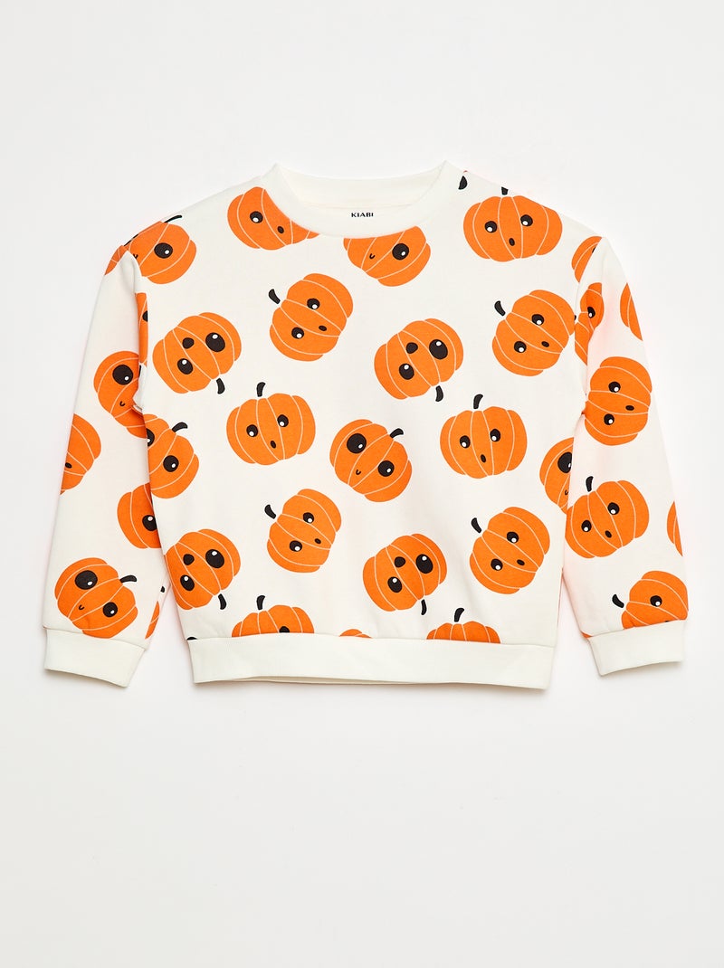 Sudadera de felpa estampada 'Halloween' Blanco - Kiabi