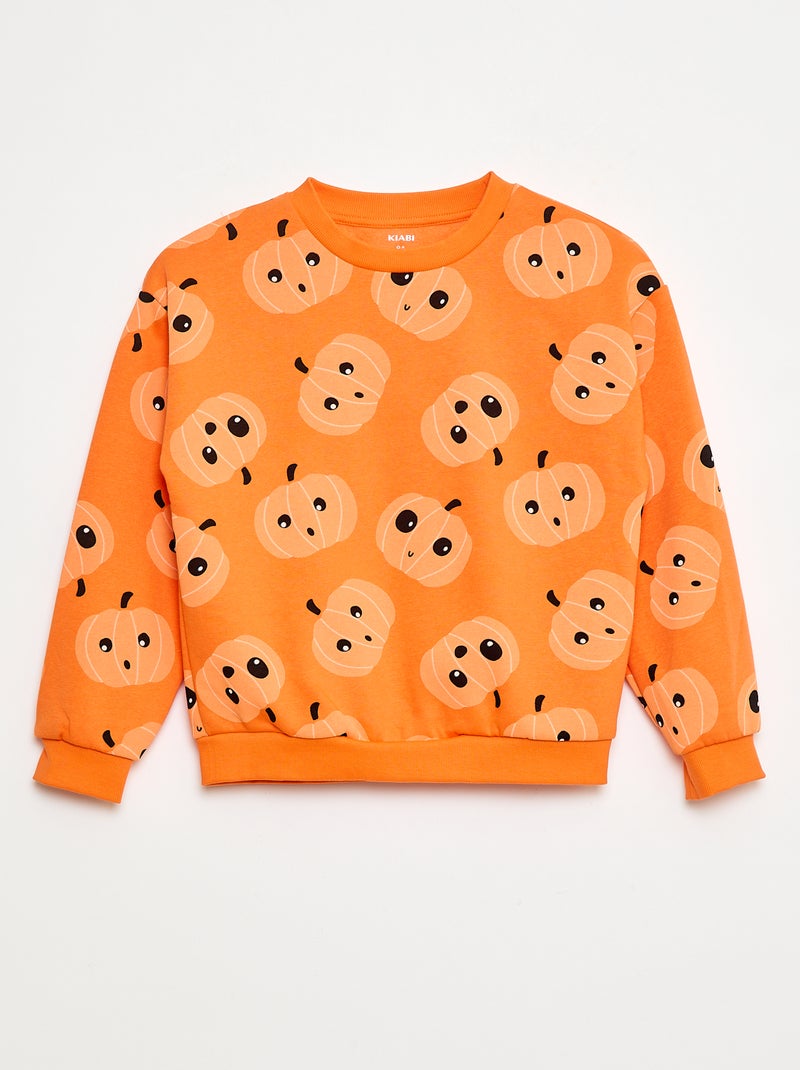 Sudadera de felpa estampada 'Halloween' Naranja - Kiabi