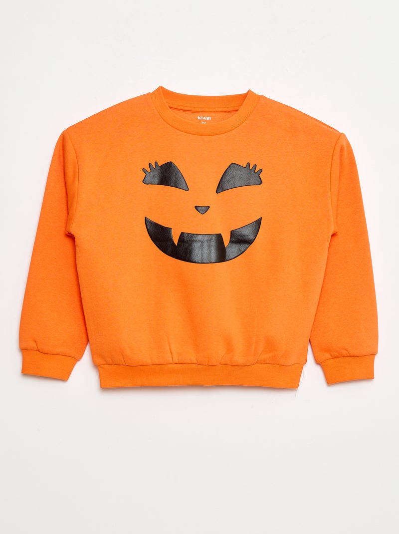 Sudadera de felpa estampada 'Halloween' Naranja - Kiabi