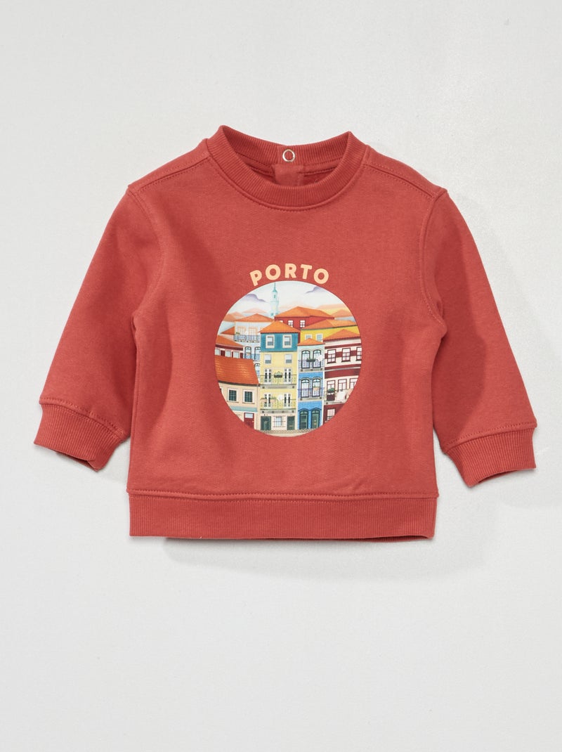 Sudadera de felpa estampada 'Lisboa' ROJO - Kiabi