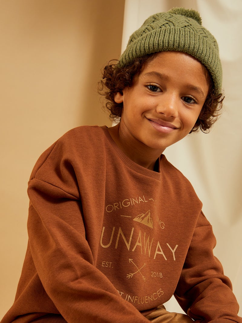 Sudadera de felpa estampada MARRON - Kiabi
