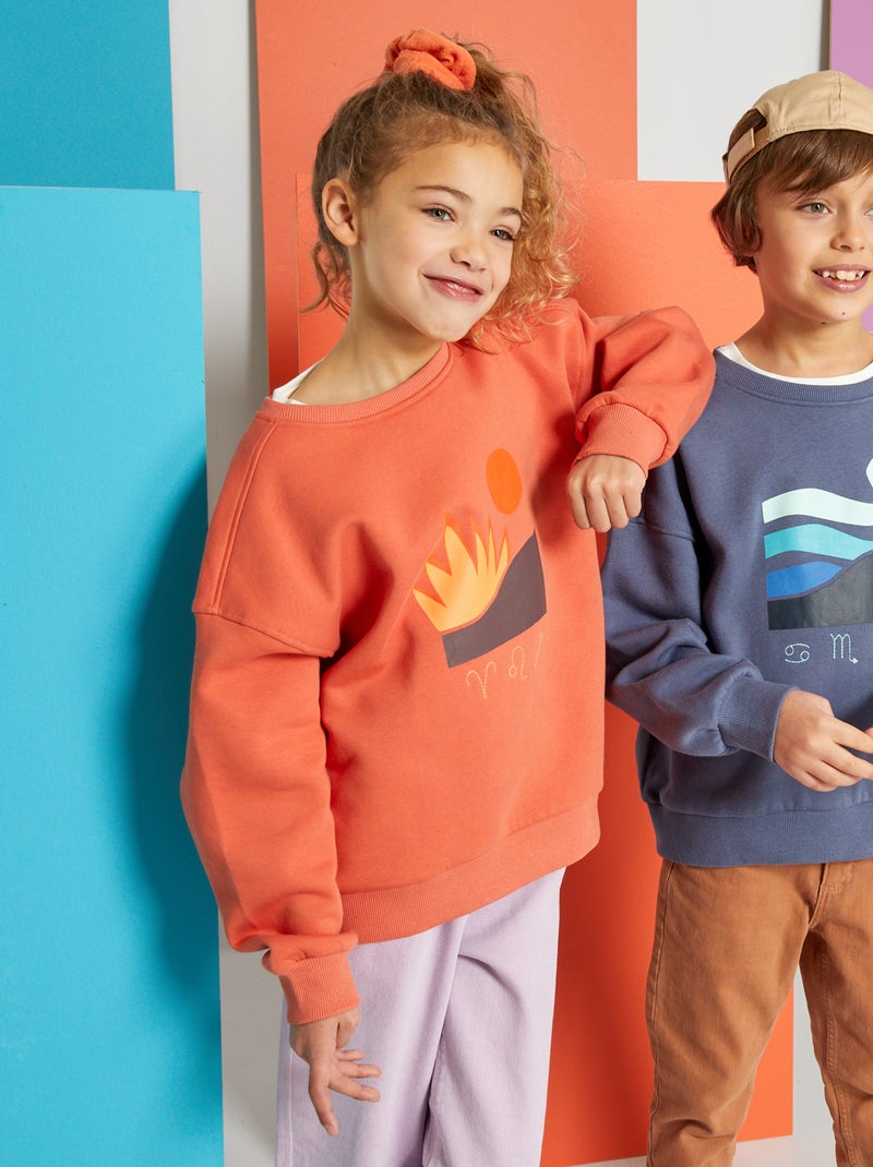 Sudadera de felpa estampada NARANJA - Kiabi