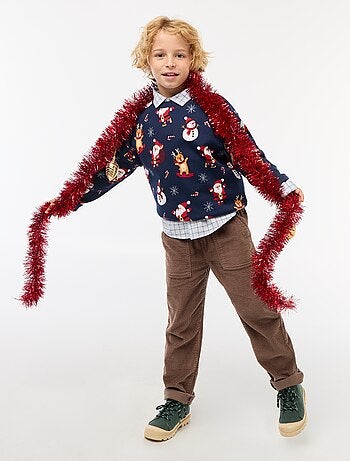 Sudadera de felpa estampada Navidad
