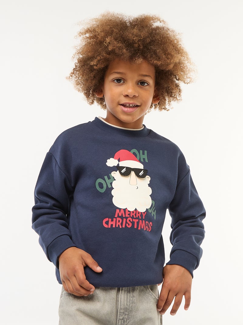 Sudadera de felpa estampada Navidad Azul Niño Kiabi