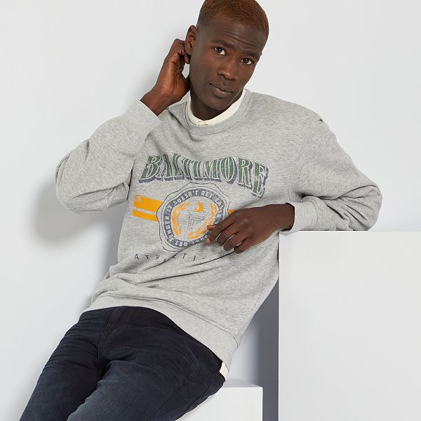 Sudadera de felpa estilo campus Hombre talla S-XXL - GRIS - Kiabi - 10,00€