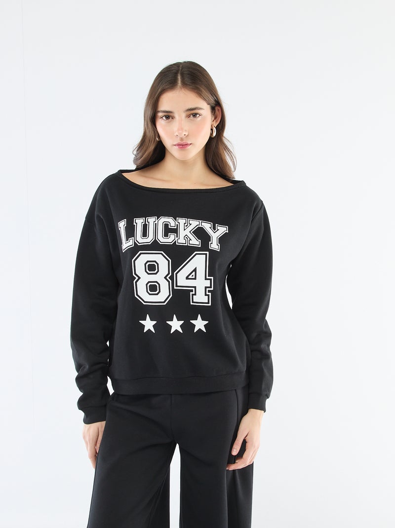 Sudadera de felpa estilo deportivo Negro - Kiabi