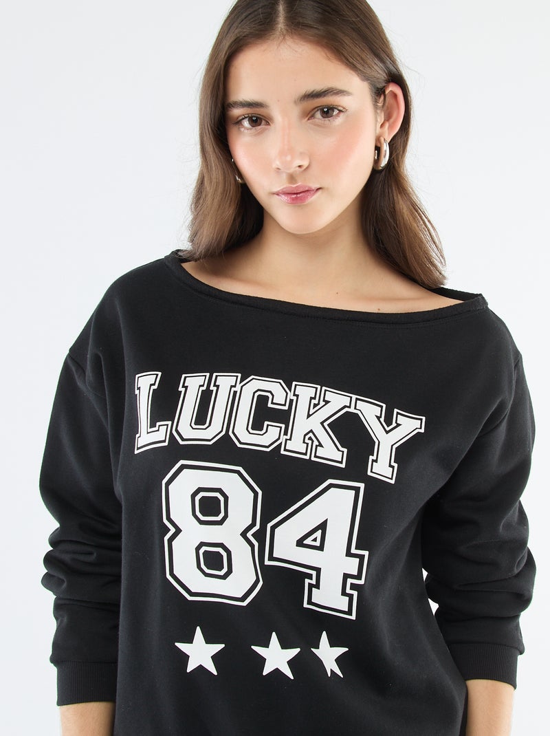 Sudadera de felpa estilo deportivo Negro - Kiabi