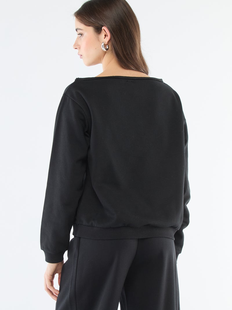 Sudadera de felpa estilo deportivo Negro - Kiabi