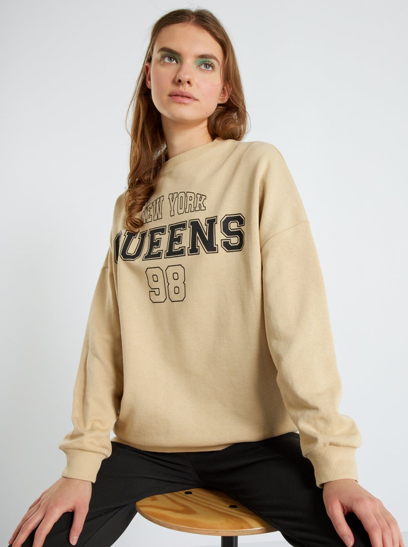 Sudadera de felpa estilo EE. UU. BEIGE - Kiabi