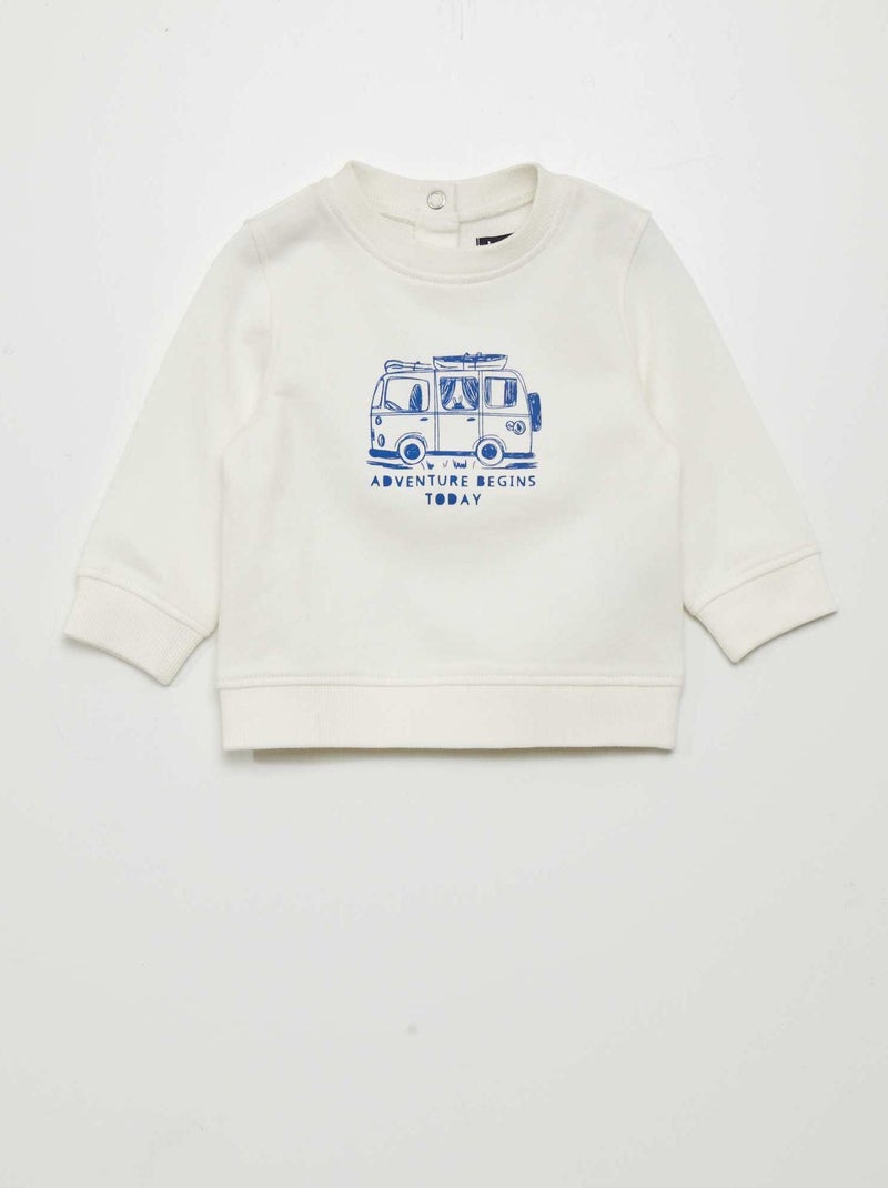 Sudadera de felpa fina BLANCO - Kiabi