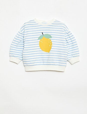 Sudadera de felpa ligera con cuello redondo y estampado