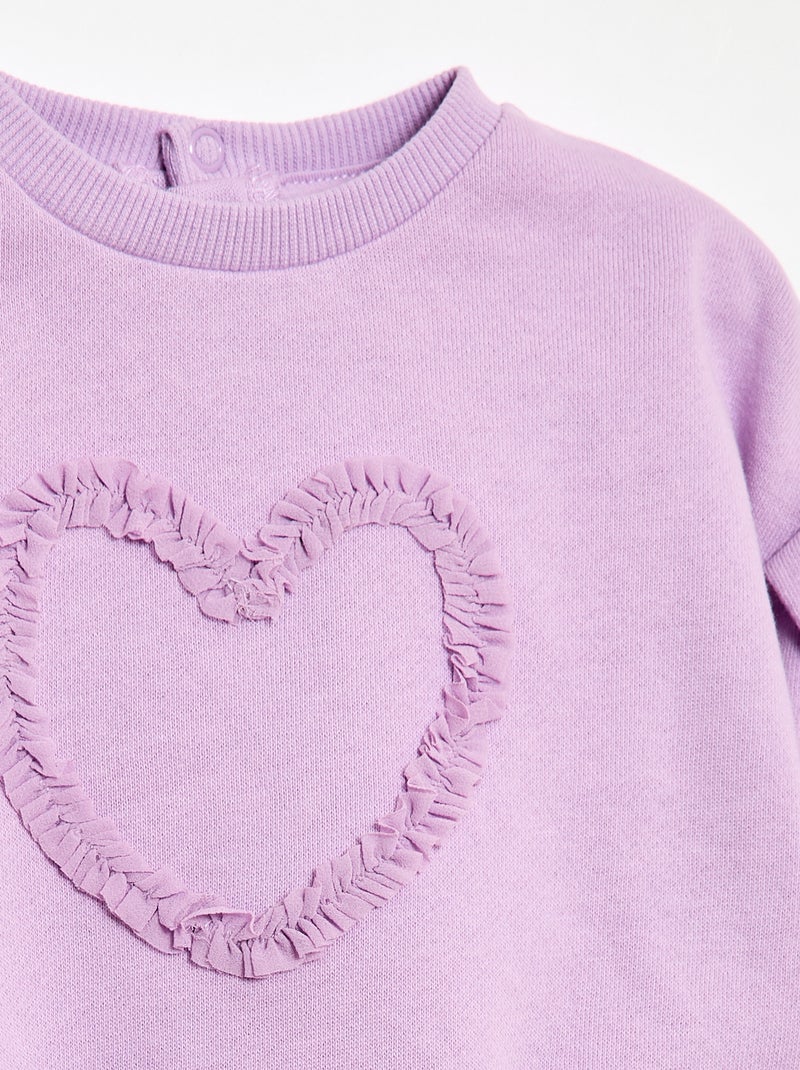 Sudadera de felpa ligera con cuello redondo y estampado Purpura - Kiabi