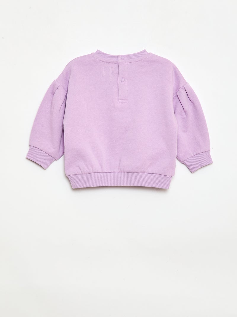 Sudadera de felpa ligera con cuello redondo y estampado Purpura - Kiabi