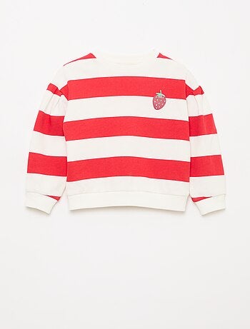 Sudadera de felpa ligera con cuello redondo y estampado