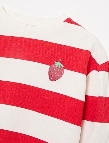 Sudadera de felpa ligera con cuello redondo y estampado