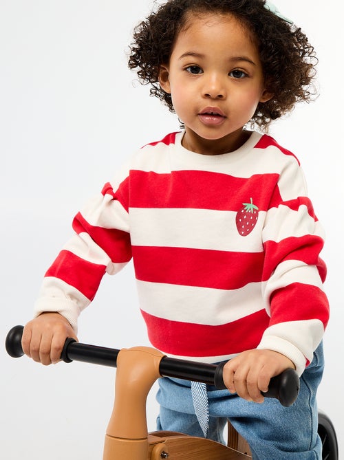 Sudadera de felpa ligera con cuello redondo y estampado - Kiabi