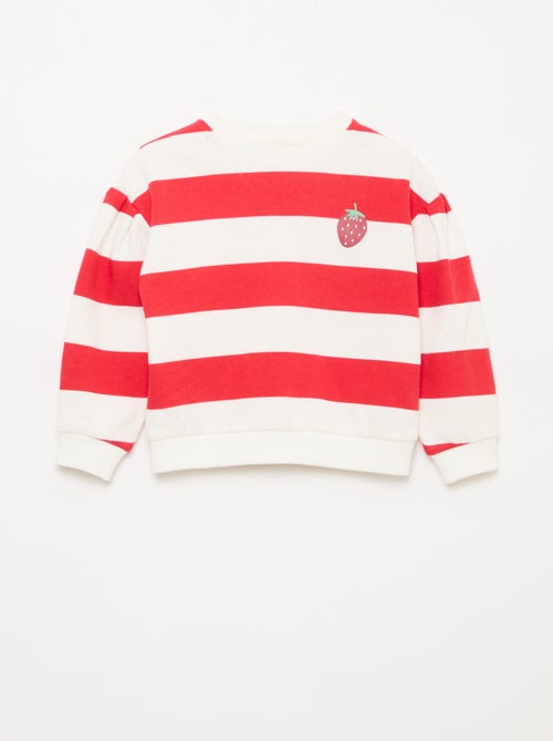 Sudadera de felpa ligera con cuello redondo y estampado - Kiabi