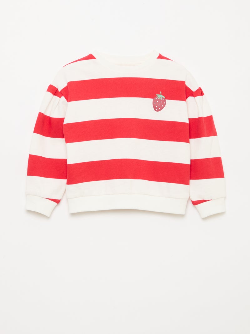 Sudadera de felpa ligera con cuello redondo y estampado Rojo - Kiabi
