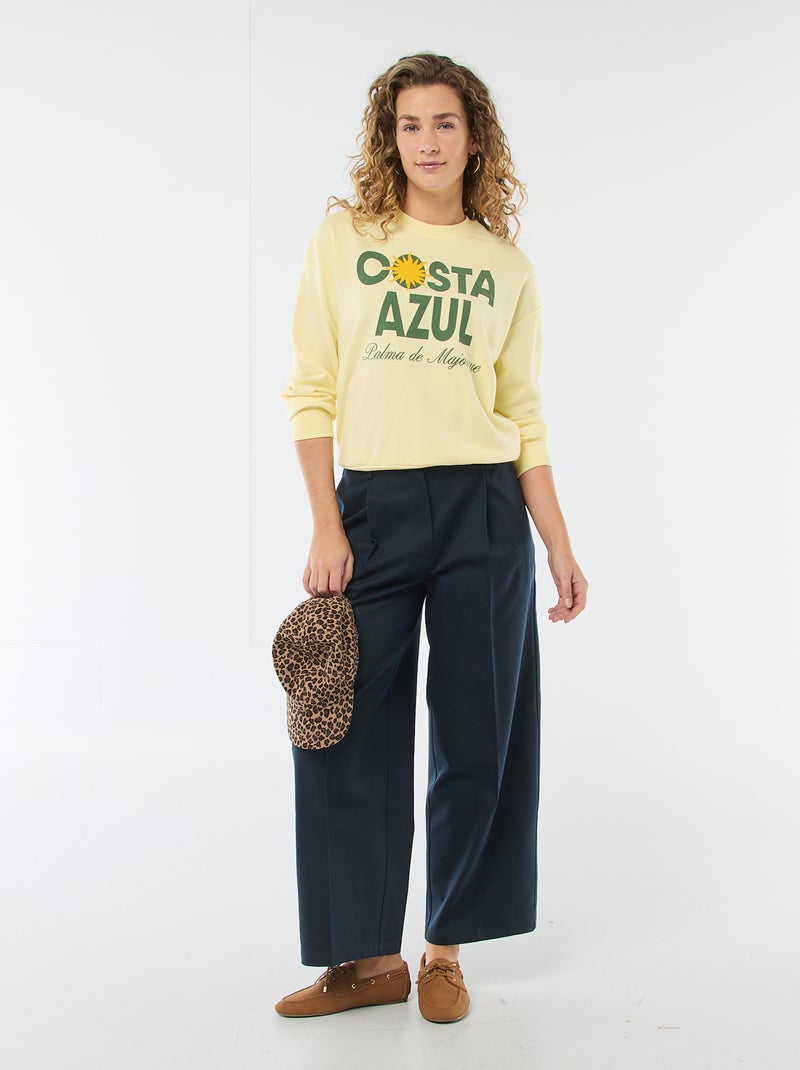 Sudadera de felpa ligera con estampado Amarillo - Kiabi