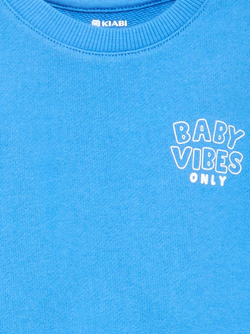 Sudadera de felpa ligera con estampado Azul - Kiabi