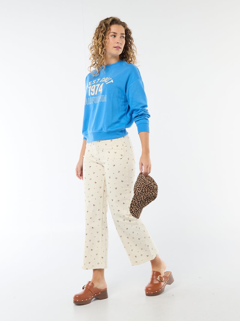 Sudadera de felpa ligera con estampado Azul - Kiabi