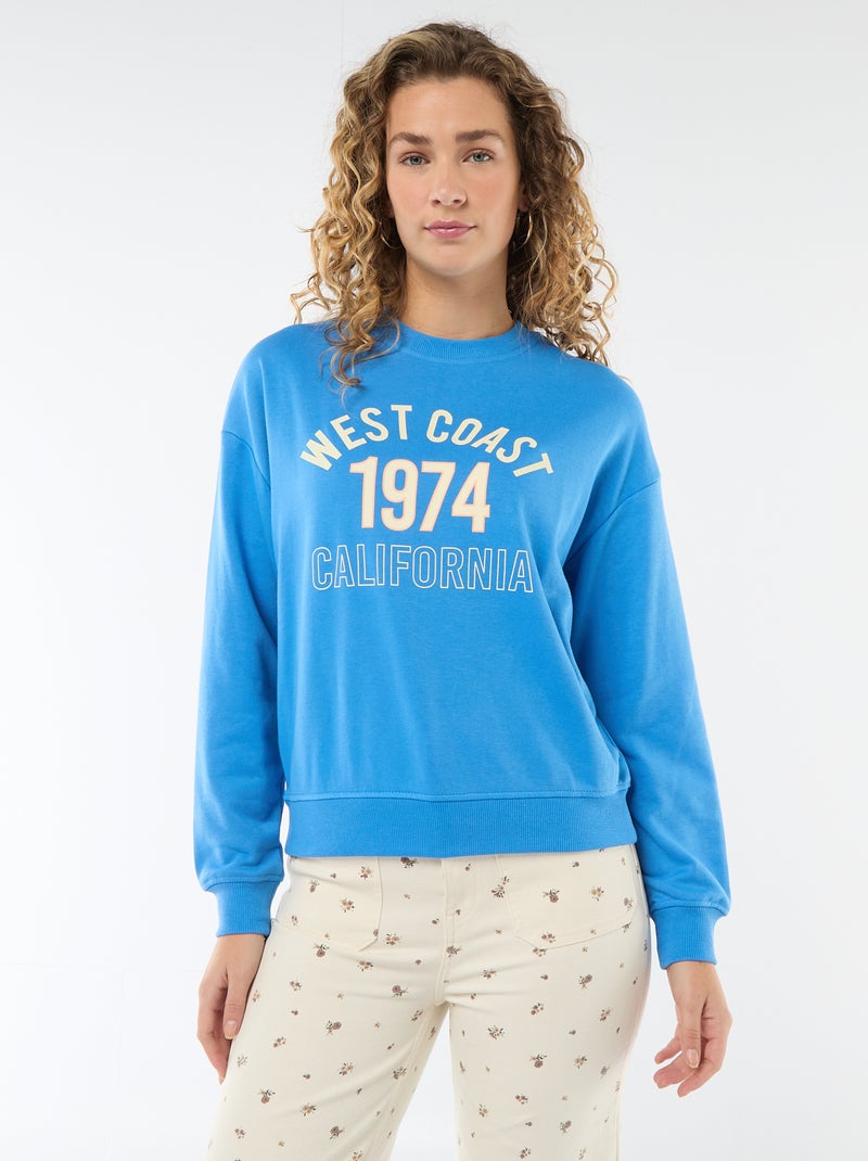Sudadera de felpa ligera con estampado Azul - Kiabi