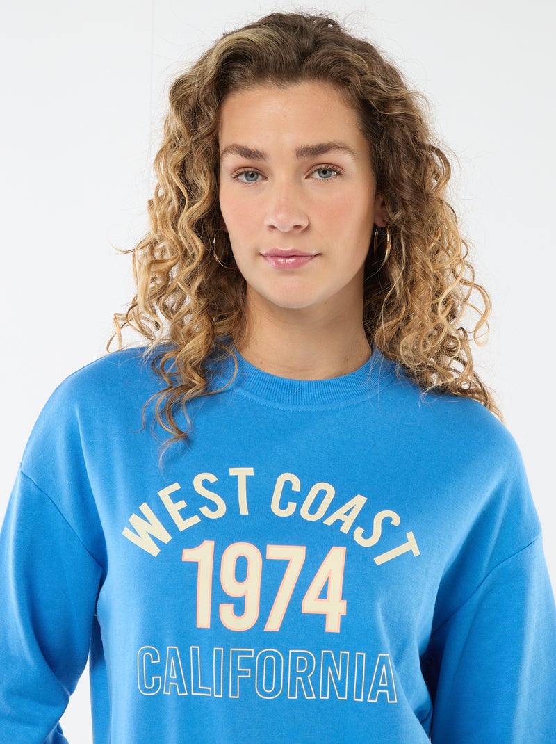 Sudadera de felpa ligera con estampado Azul - Kiabi