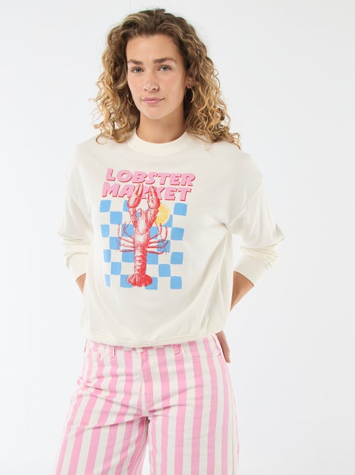 Sudadera de felpa ligera con estampado - Kiabi
