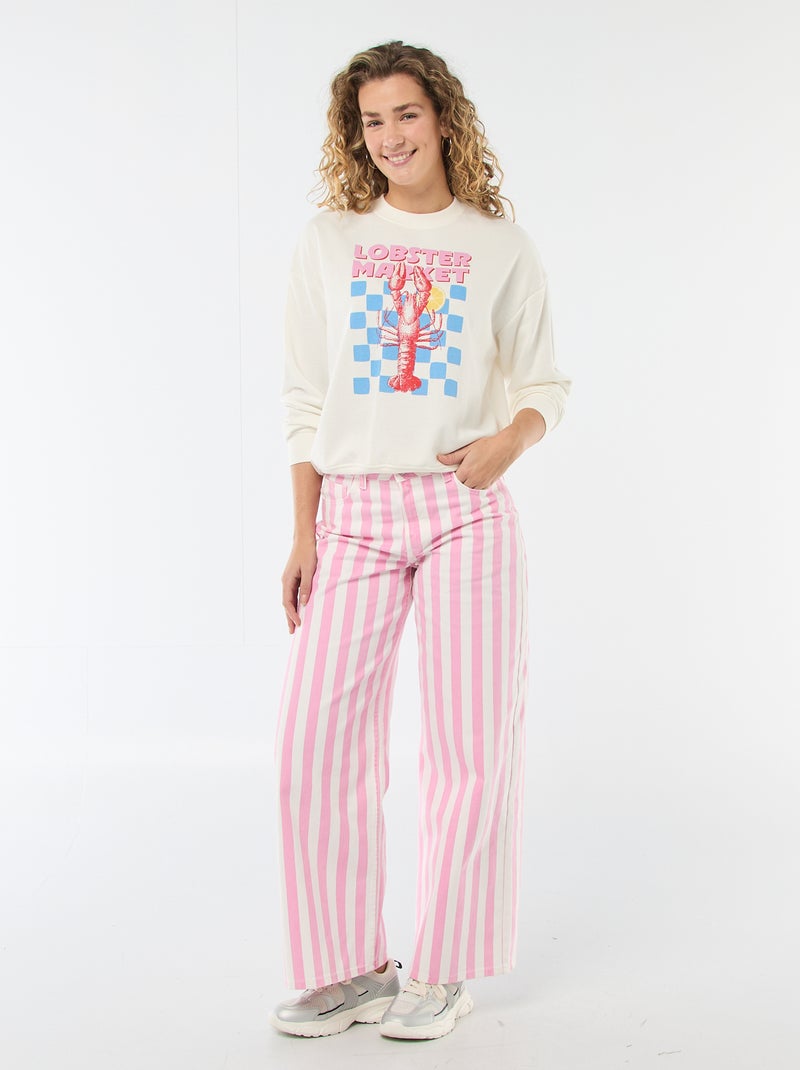 Sudadera de felpa ligera con estampado Blanco - Kiabi
