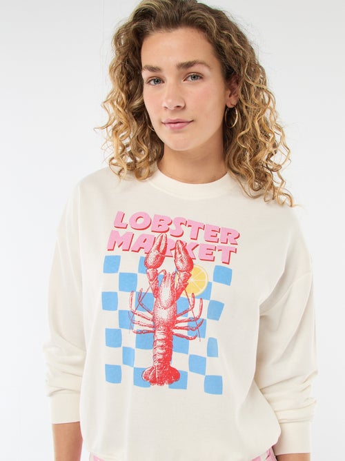 Sudadera de felpa ligera con estampado - Kiabi