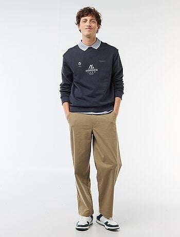 Sudadera de felpa ligera con estampado delantero/trasero