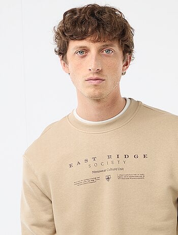 Sudadera de felpa ligera con estampado delantero/trasero