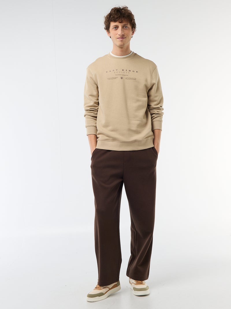 Sudadera de felpa ligera con estampado delantero/trasero Beige - Kiabi