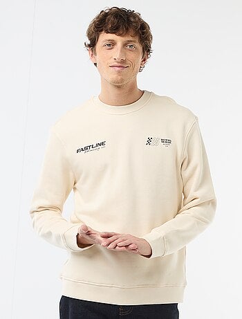 Sudadera de felpa ligera con estampado delantero/trasero