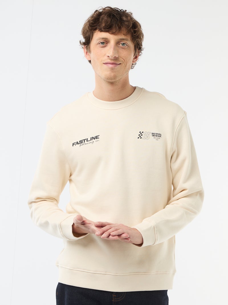 Sudadera de felpa ligera con estampado delantero/trasero Blanco - Kiabi