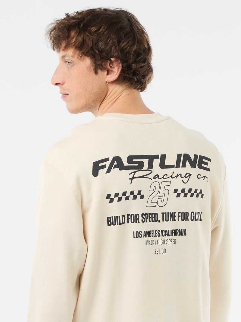 Sudadera de felpa ligera con estampado delantero/trasero Blanco - Kiabi