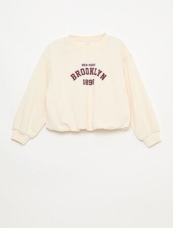 Sudadera de felpa ligera con inscripción en la parte delantera