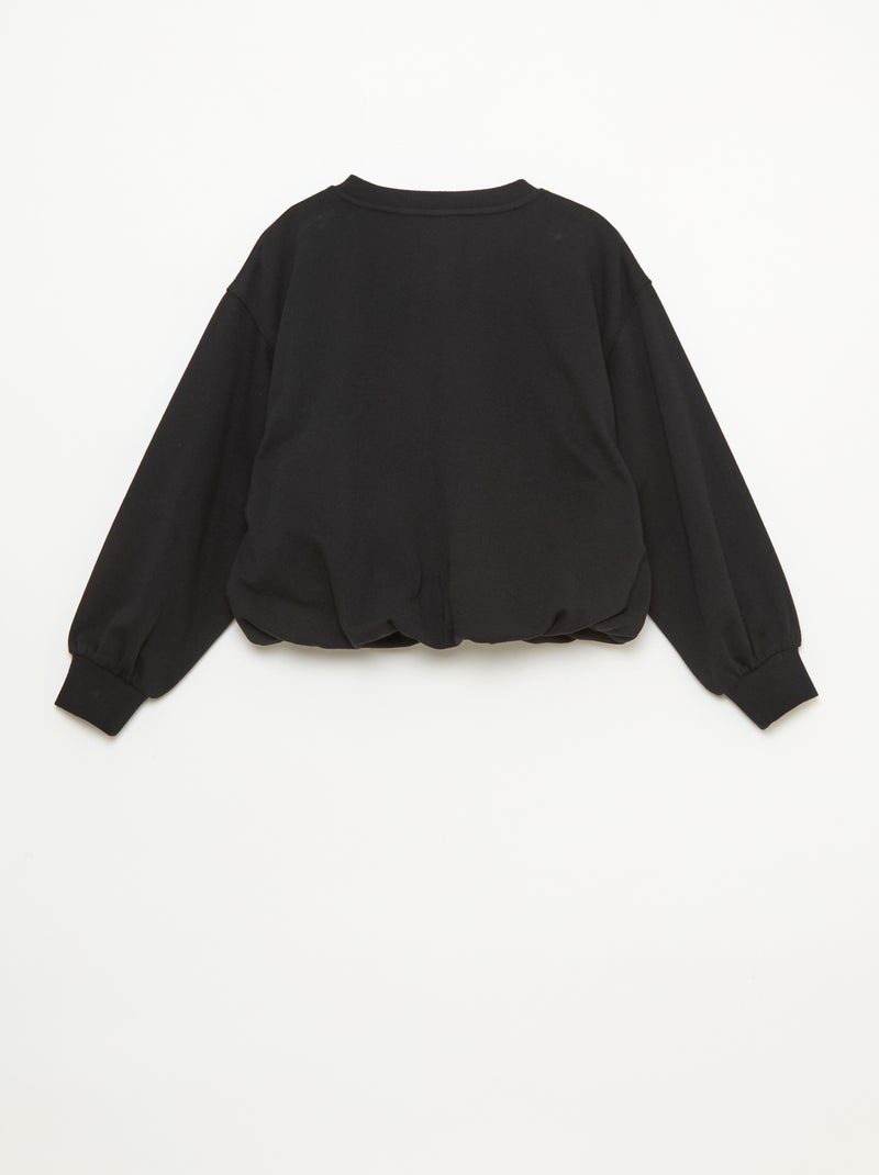 Sudadera de felpa ligera con inscripción frontal Negro - Kiabi