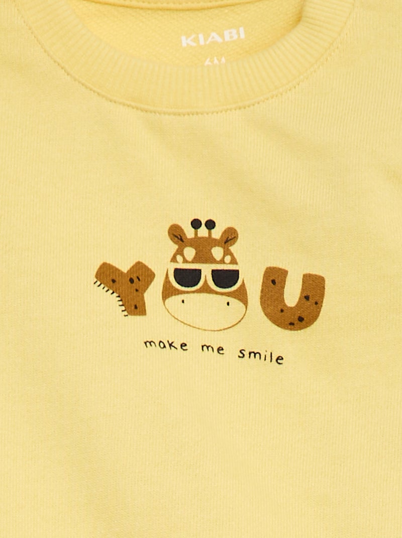 Sudadera de felpa ligera estampada Amarillo - Kiabi