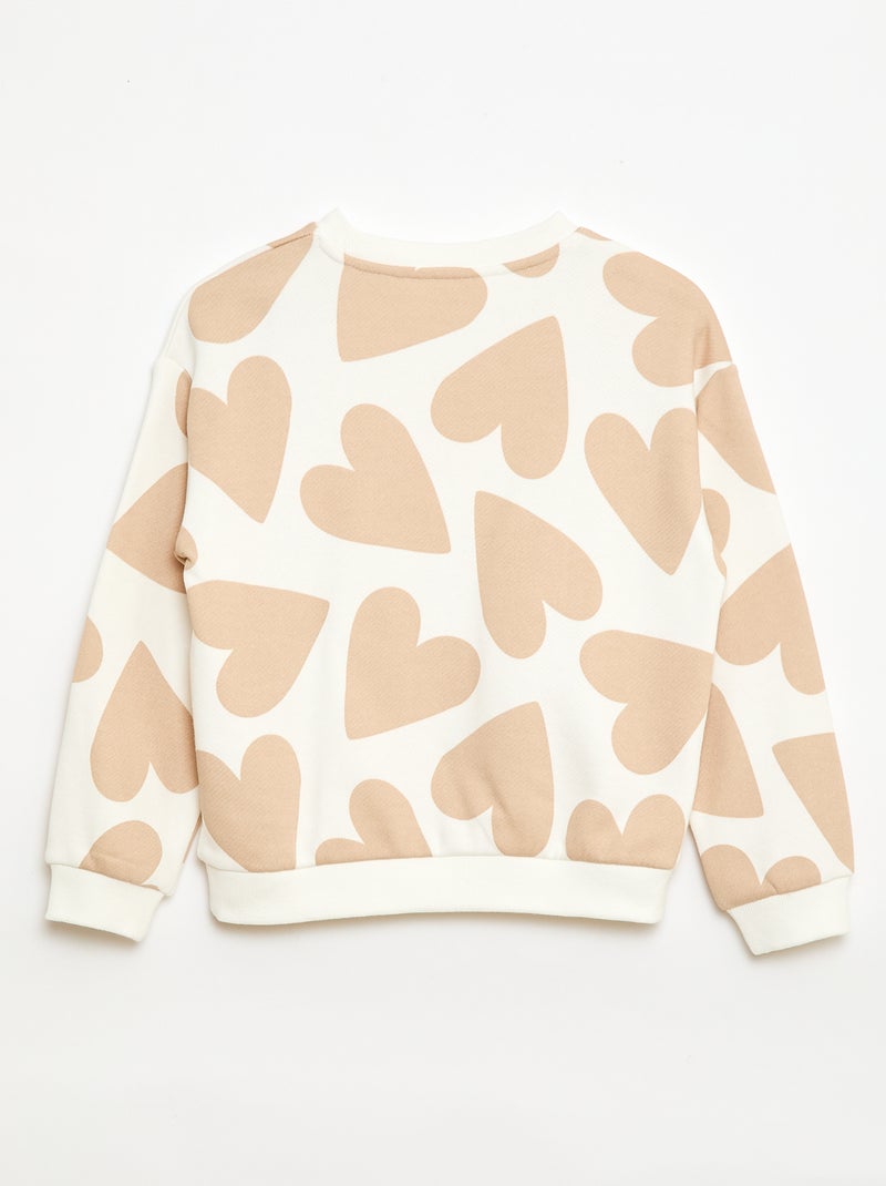 Sudadera de felpa ligera estampada Beige - Kiabi