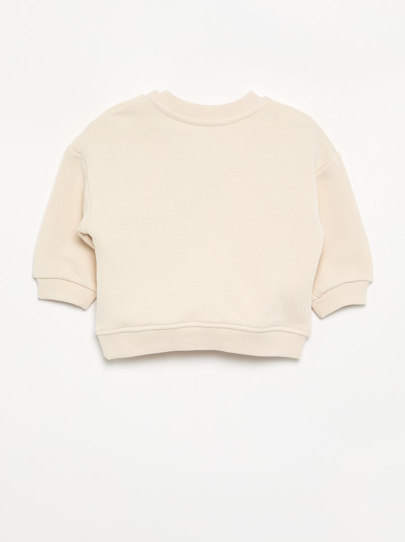 Sudadera de felpa ligera estampada Beige - Kiabi
