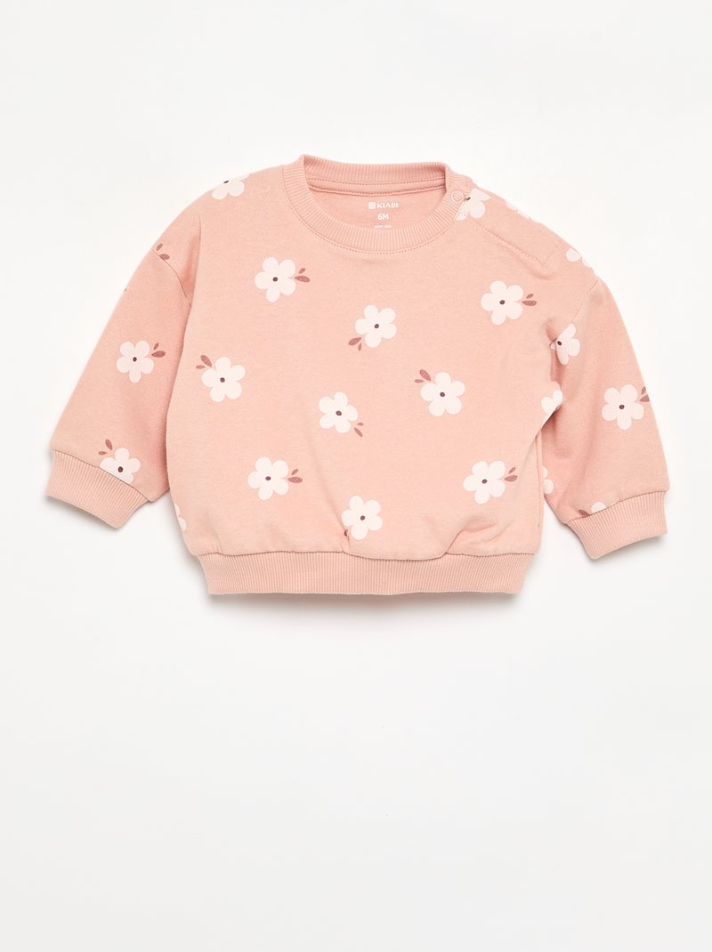 Sudadera de felpa ligera estampada Beige - Kiabi