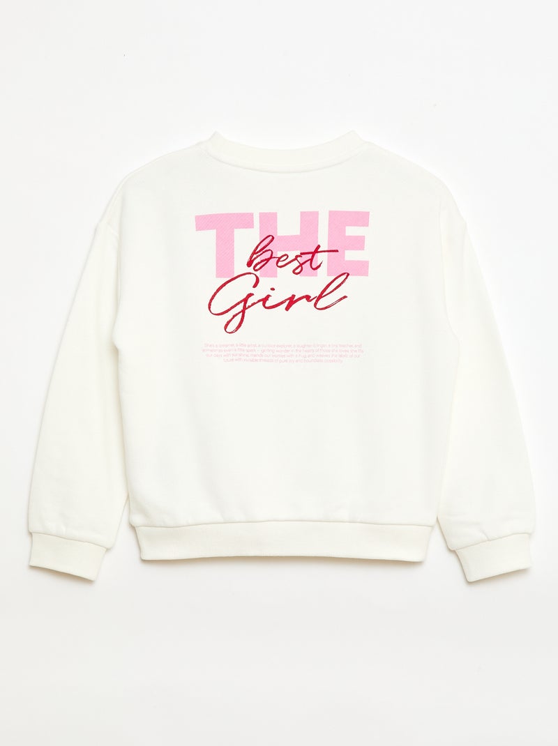 Sudadera de felpa ligera estampada Blanco - Kiabi