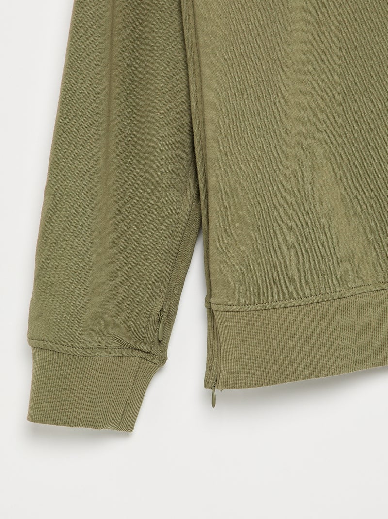 Sudadera de felpa lisa - fácil de poner Verde - Kiabi