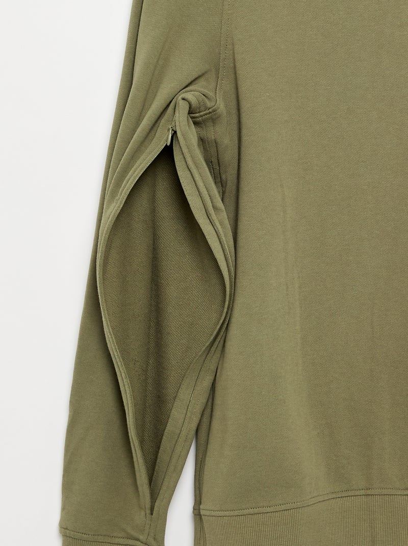 Sudadera de felpa lisa - fácil de poner Verde - Kiabi