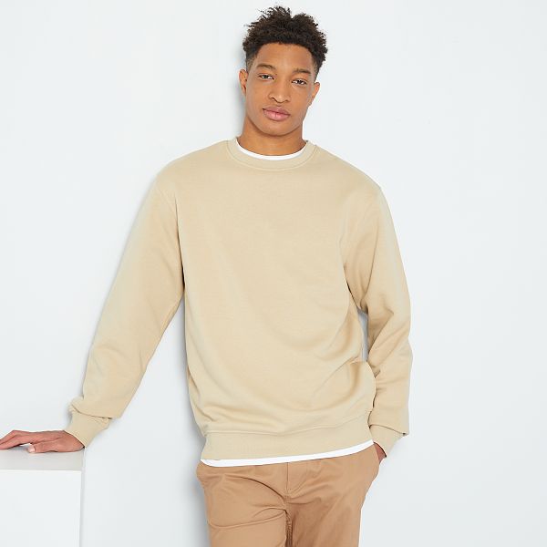 Sudadera de felpa lisa Hombre de más de 1'90m - BEIGE - Kiabi - 12,00€