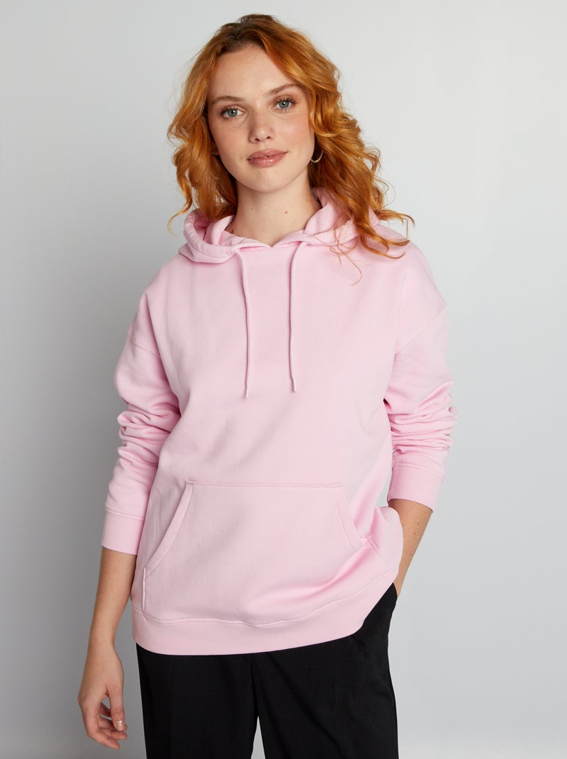 Sudadera de felpa lisa con capucha ROSA - Kiabi