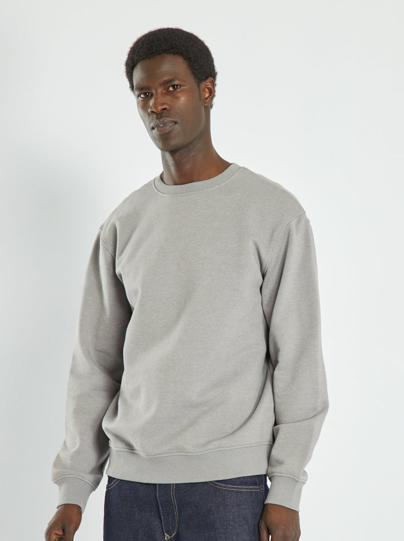 Sudadera de felpa lisa gris ratón - Kiabi